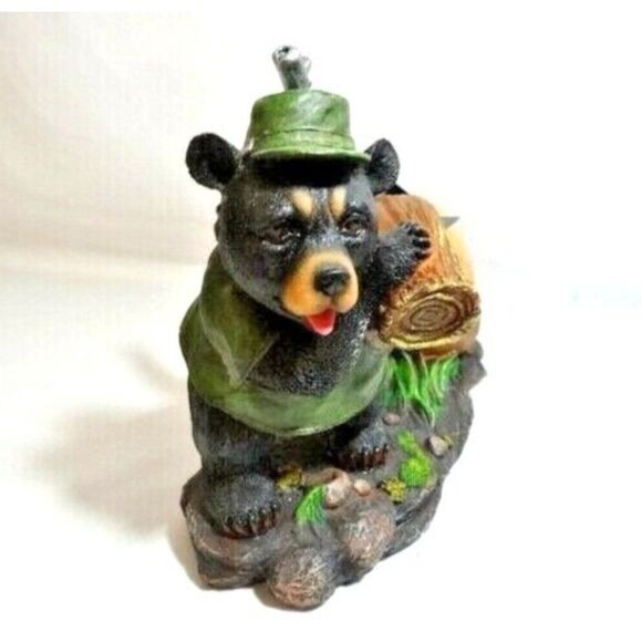 Happy Burdens Hunting Bear Antler Wine Bottle Holder Lodge Cabin Polyresin NIB - Picture 3 of 4